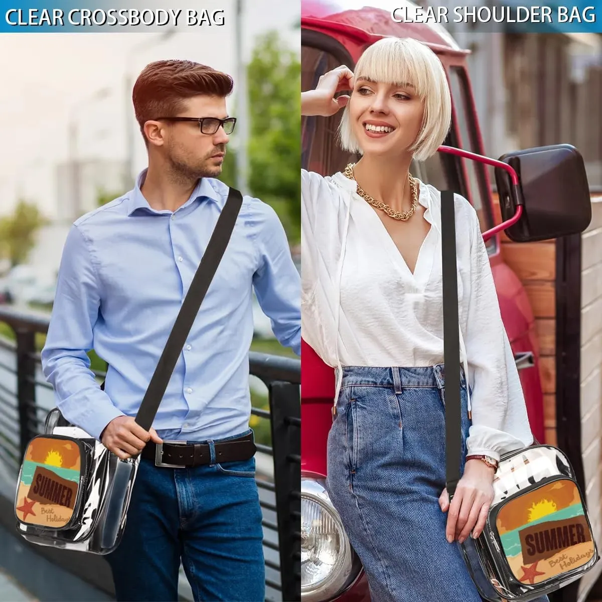 Clear Crossbody Bag Stadium Approved for Women and Men Transparent Messenger Shoulder Bag Clear Purse Bag