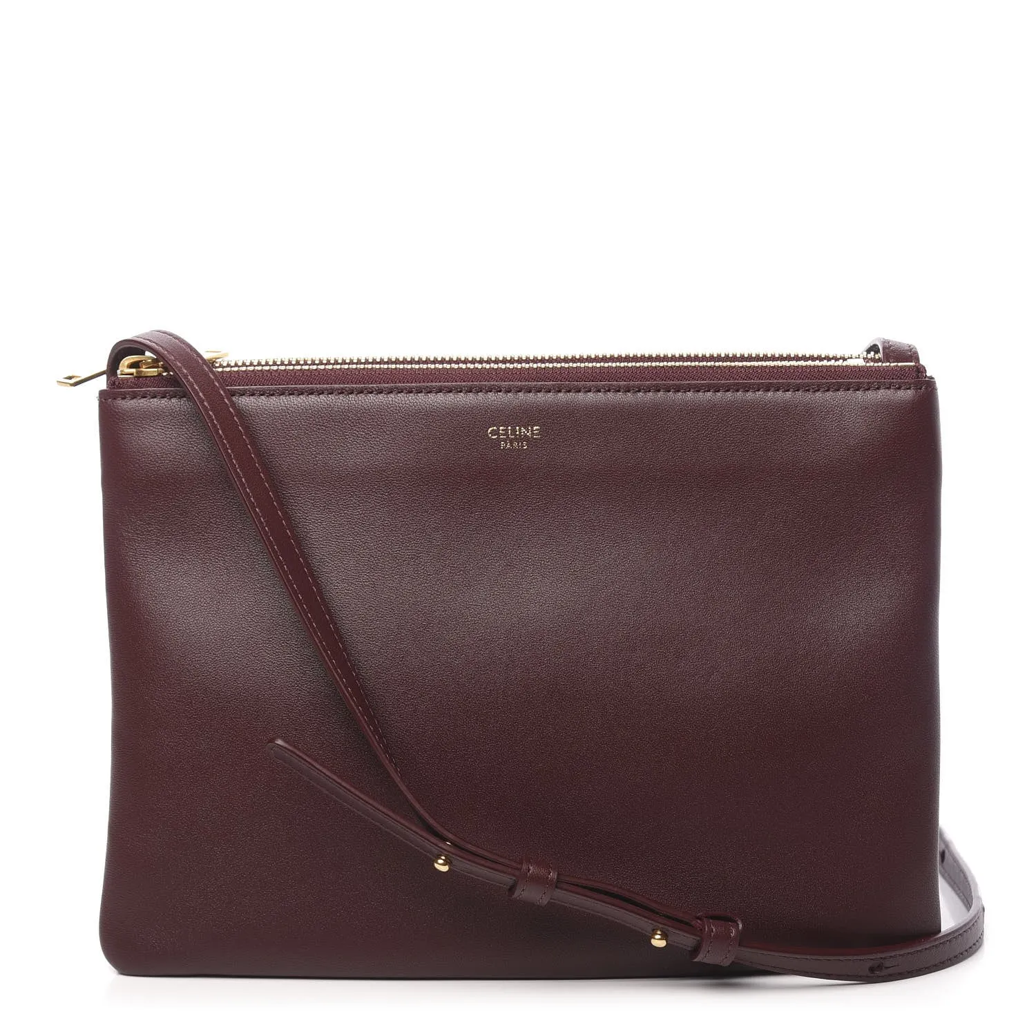 CÉLINE LAMBSKIN TRIO CROSSBODY BAG BURGUNDY