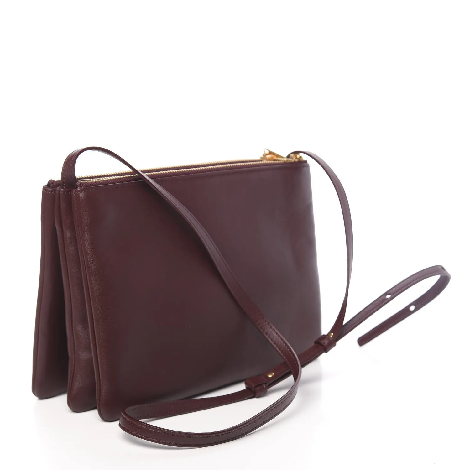 CÉLINE LAMBSKIN TRIO CROSSBODY BAG BURGUNDY