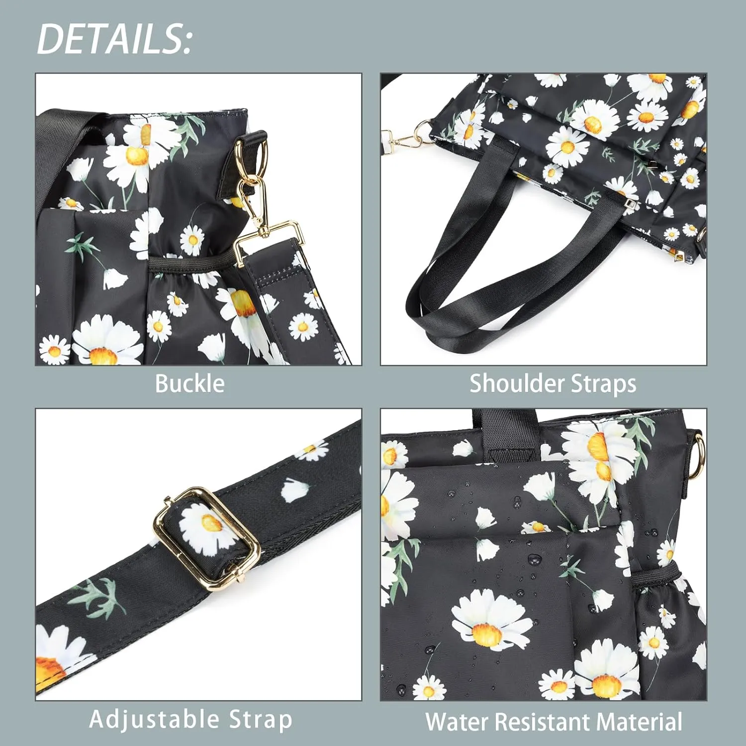 CLOUDMUSIC Crossbody Bags Shoulder Tote Handbag Nylon With Straps Waterproof Multi Bottle Pockets For Women Trendy