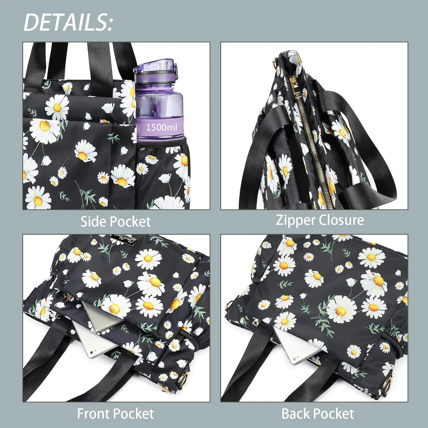 CLOUDMUSIC Crossbody Bags Shoulder Tote Handbag Nylon With Straps Waterproof Multi Bottle Pockets For Women Trendy