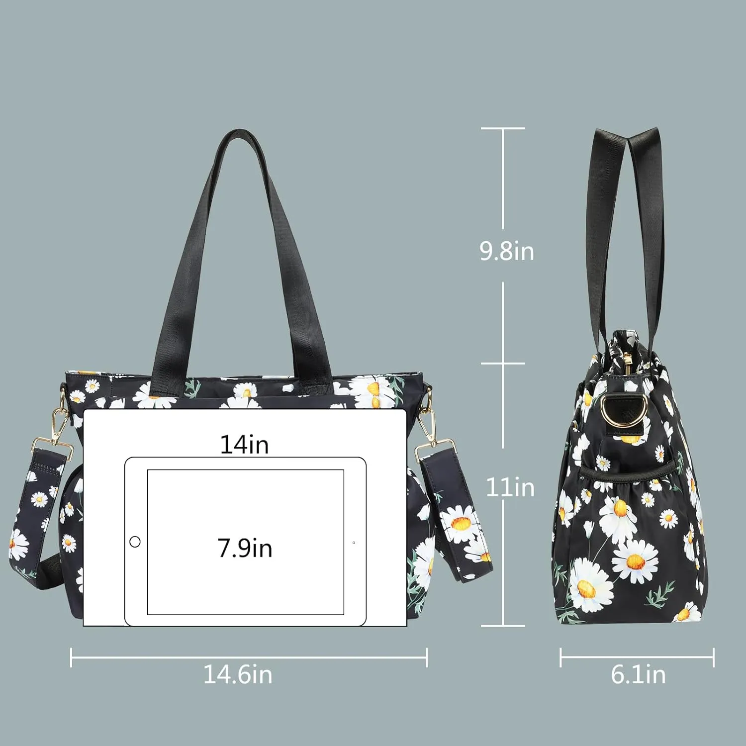CLOUDMUSIC Crossbody Bags Shoulder Tote Handbag Nylon With Straps Waterproof Multi Bottle Pockets For Women Trendy