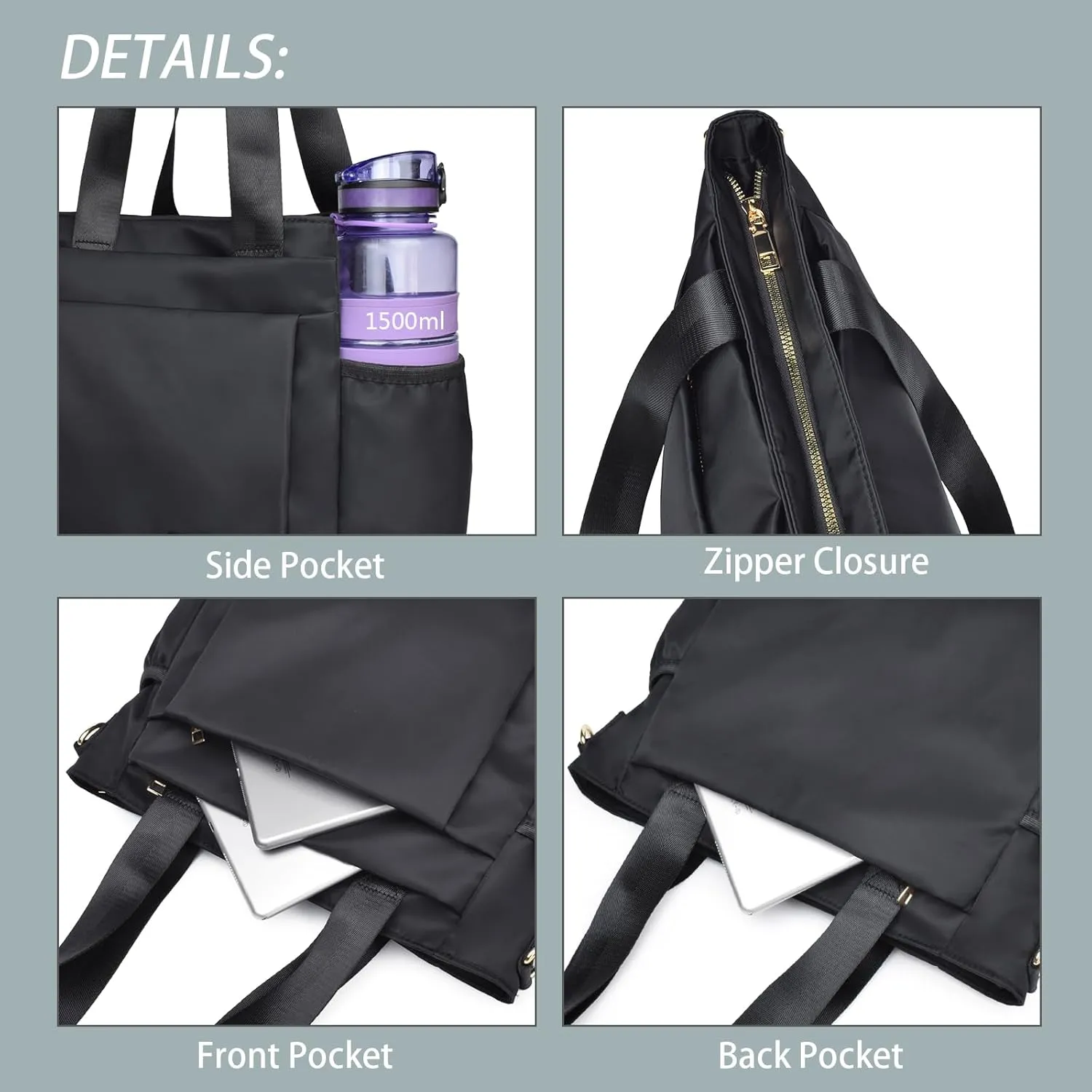 CLOUDMUSIC Crossbody Bags Shoulder Tote Handbag Nylon With Straps Waterproof Multi Bottle Pockets For Women Trendy