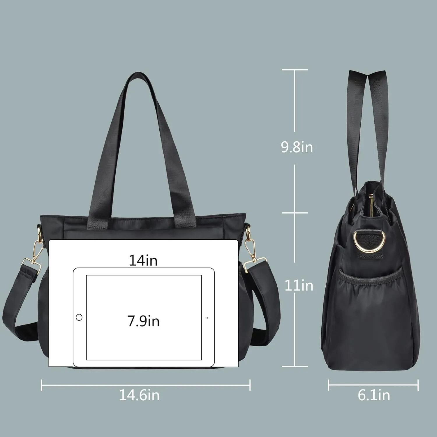 CLOUDMUSIC Crossbody Bags Shoulder Tote Handbag Nylon With Straps Waterproof Multi Bottle Pockets For Women Trendy