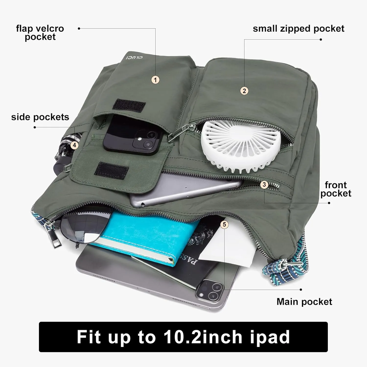 CLUCI Travel Purses for Women, Waterproof Nylon Crossbody Bags for Woman Trendy, Anti Theft Shoulder Bag for Ladies