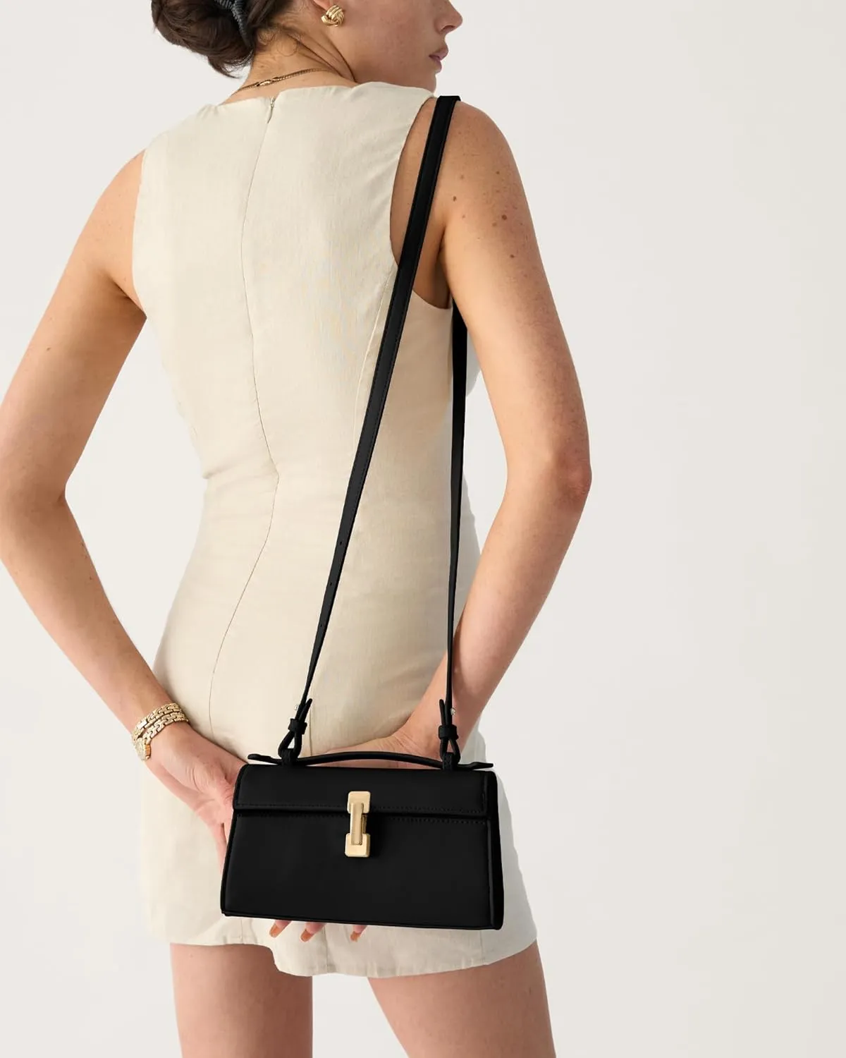 Clutch Purses for Women - Small Purse Top Handle - Evening Bag - Adjustable Crossbody Handbag - Trendy PU Leather