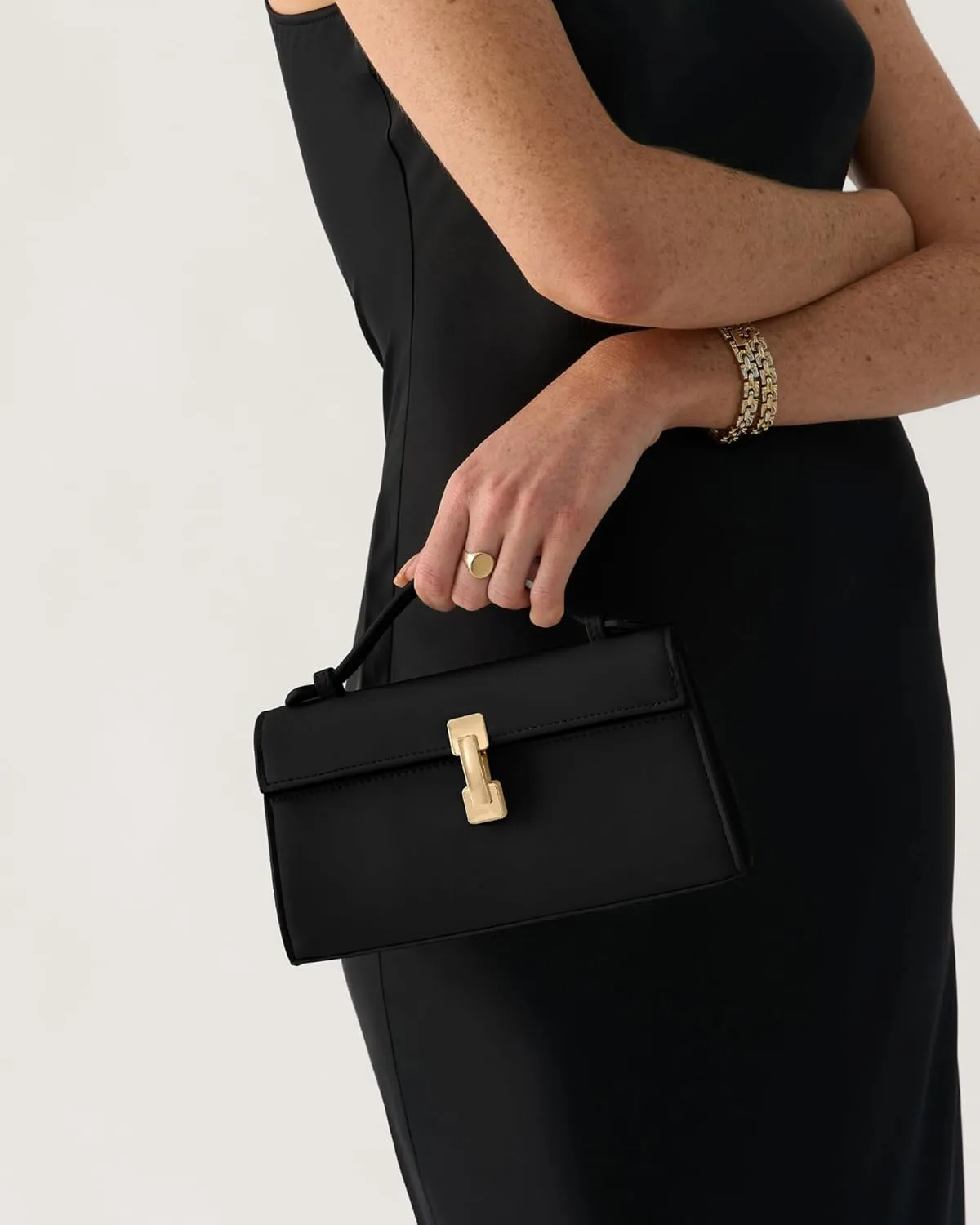 Clutch Purses for Women - Small Purse Top Handle - Evening Bag - Adjustable Crossbody Handbag - Trendy PU Leather
