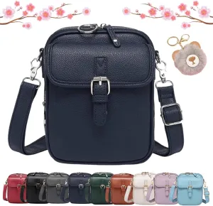 Collaboraten Crossbody Leather Bag, Vintage Anti Theft Crossbody Bag with 10 Card Slots Shoulder Bag for Women Travel