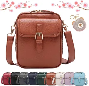 Collaboraten Crossbody Leather Bag, Vintage Anti Theft Crossbody Bag with 10 Card Slots Shoulder Bag for Women Travel