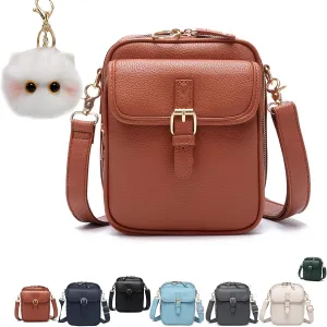 Collaboraten1 Crossbody Leather Bag, 𝖴𝗋𝗏𝖺𝗌𝗁𝗂 Crossbody Leather Bag, Retro Double-Layer Large Capacity