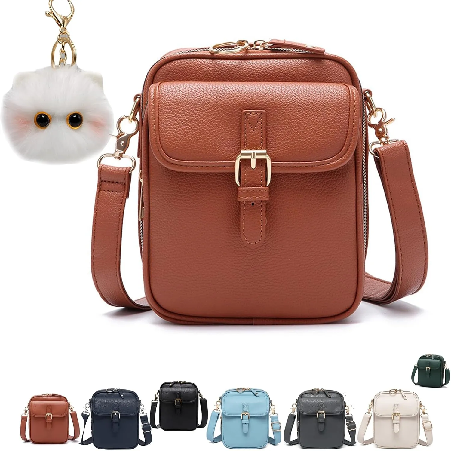 Collaboraten1 Crossbody Leather Bag, 𝖴𝗋𝗏𝖺𝗌𝗁𝗂 Crossbody Leather Bag, Retro Double-Layer Large Capacity