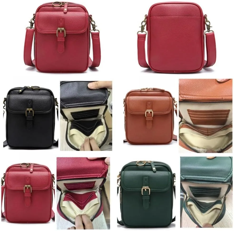 Collaboraten1 Crossbody Leather Bag, Urvashi Crossbody Leather Bag, Adjustable Shoulder Strap 10Card Slots Shoulder Bags