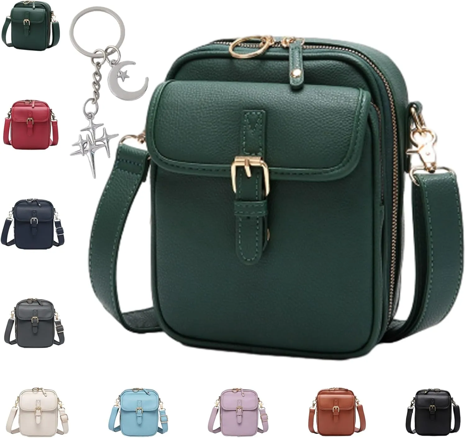 Collaboraten1 Crossbody Leather Bag, Urvashi Crossbody Leather Bag, Adjustable Shoulder Strap 10Card Slots Shoulder Bags