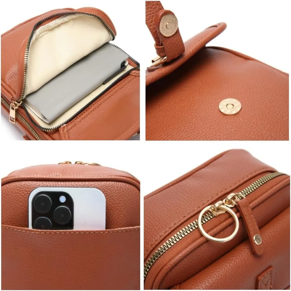 Collaboraten1 Crossbody Leather Bag, Urvashi Crossbody Leather Bag, Adjustable Shoulder Strap 10Card Slots Shoulder Bags