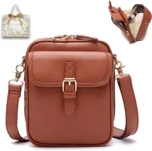 Collaboraten1 Crossbody Leather Bag, Vegan Leather Crossbody Bag, Vintage Cross Body Shoulder Purse with Card Slots