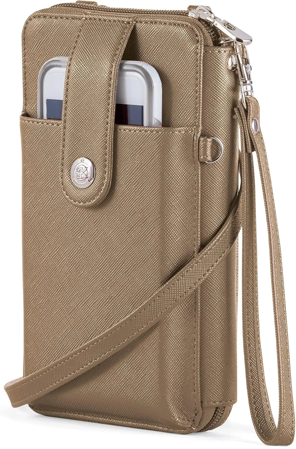 Collections Etc RFID Crossbody Cell Phone Wallet with Adjustable Strap