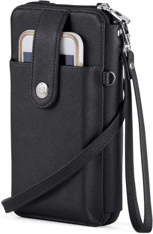Collections Etc RFID Crossbody Cell Phone Wallet with Adjustable Strap
