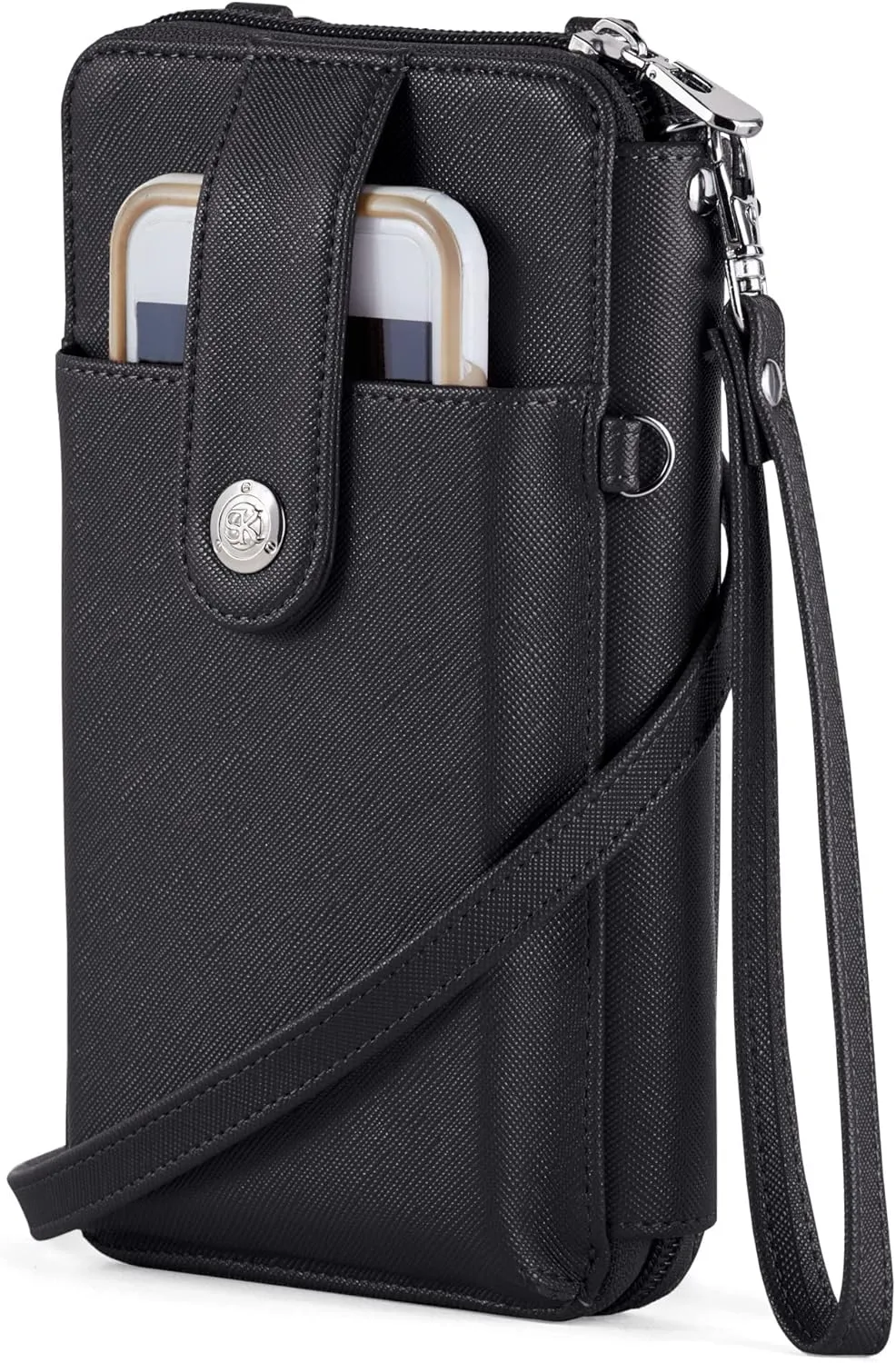 Collections Etc RFID Crossbody Cell Phone Wallet with Adjustable Strap