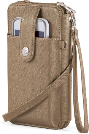 Collections Etc RFID Crossbody Cell Phone Wallet with Adjustable Strap