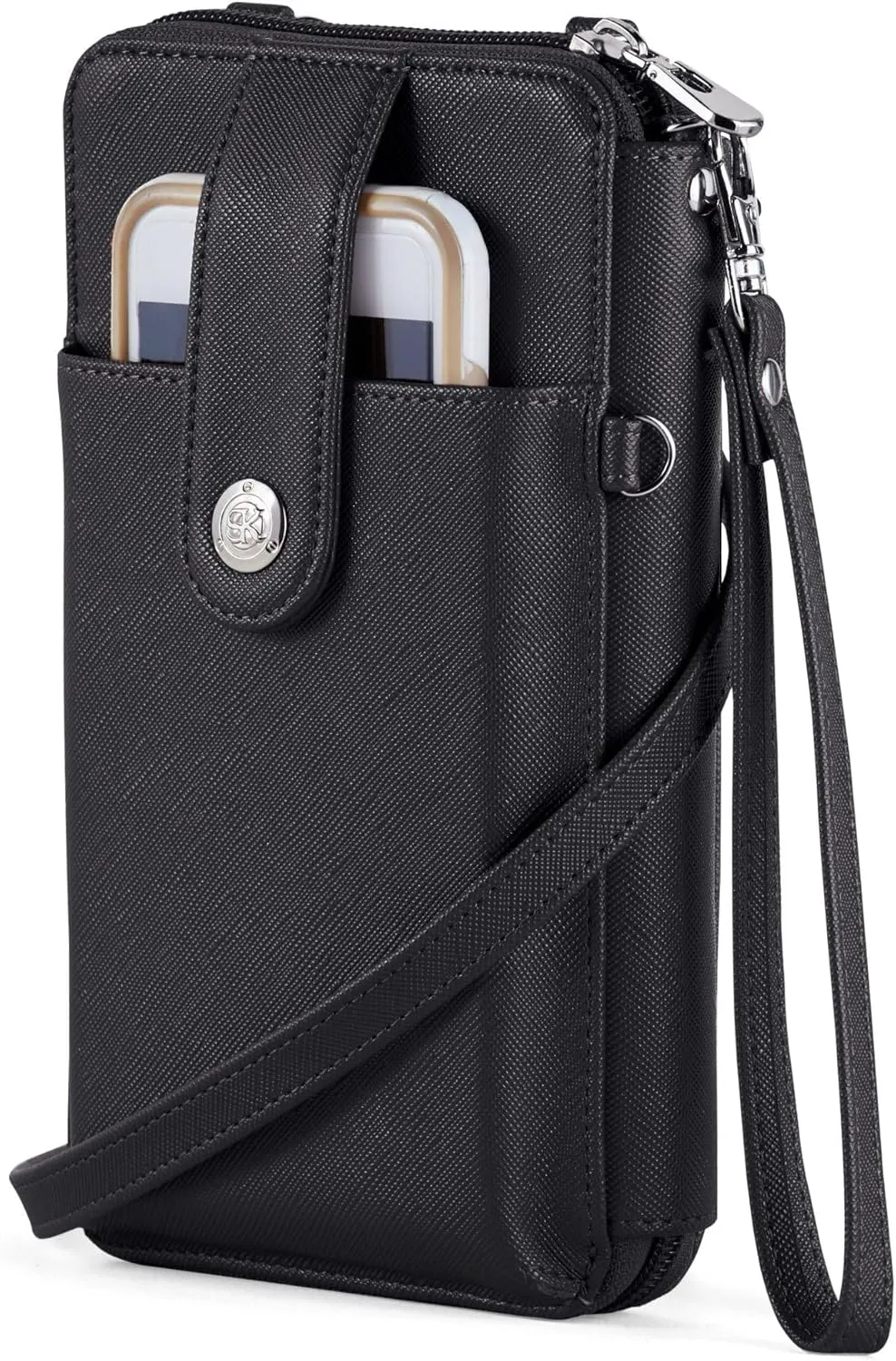 Collections Etc RFID Crossbody Cell Phone Wallet with Adjustable Strap