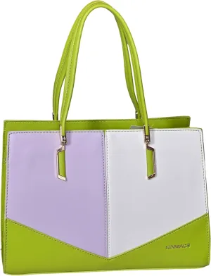 Color Block Tote Bag for Women – Faux Leather Handbag with Top Handles and Shoulder Strap – Stylish Large Purse for Daily Use