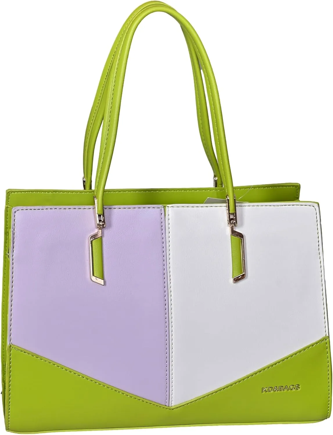 Color Block Tote Bag for Women – Faux Leather Handbag with Top Handles and Shoulder Strap – Stylish Large Purse for Daily Use