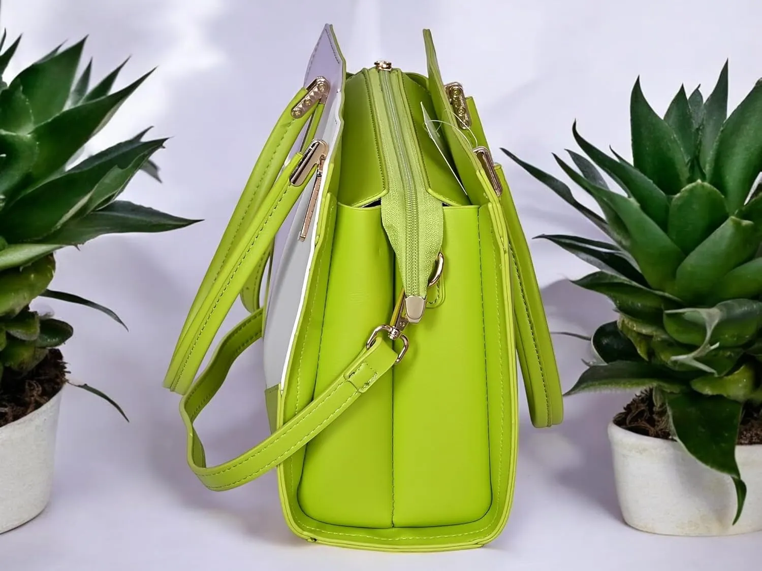Color Block Tote Bag for Women – Faux Leather Handbag with Top Handles and Shoulder Strap – Stylish Large Purse for Daily Use