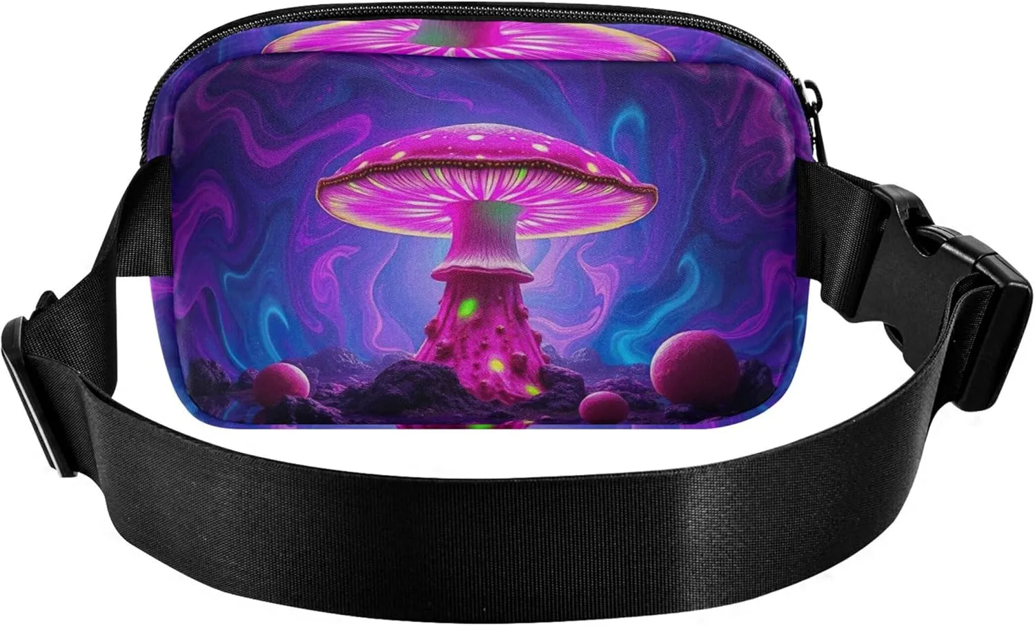 Colorful Psychedelic Mushroom Fanny Packs for Women Waterproof Hip Pouch Belt Bag Cute Travel Waist Pack for Men