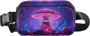 Colorful Psychedelic Mushroom Fanny Packs for Women Waterproof Hip Pouch Belt Bag Cute Travel Waist Pack for Men