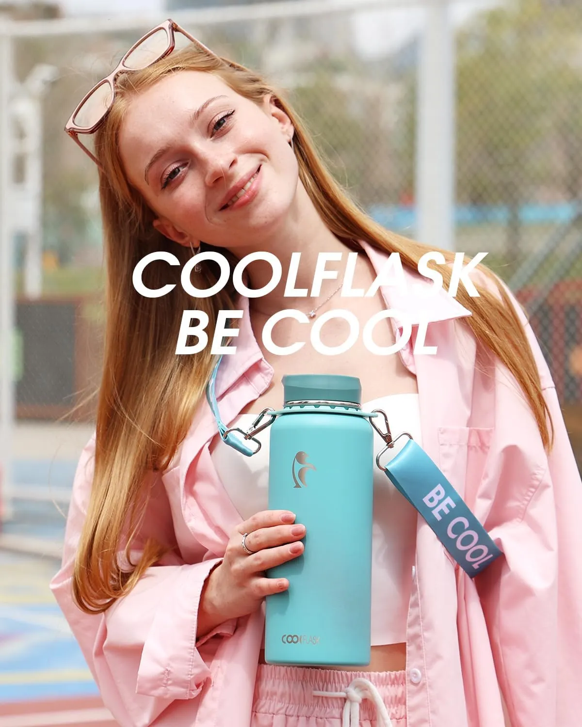 Coolflask Water Bottle 40 oz with Strap, Insulated Metal Water Flask with Straw & Spout Lids, Stainless Steel Double Wall Vacuum, Keep Cold 48h Hot 24h, Leak Proof & Non-BPA, Agate Green