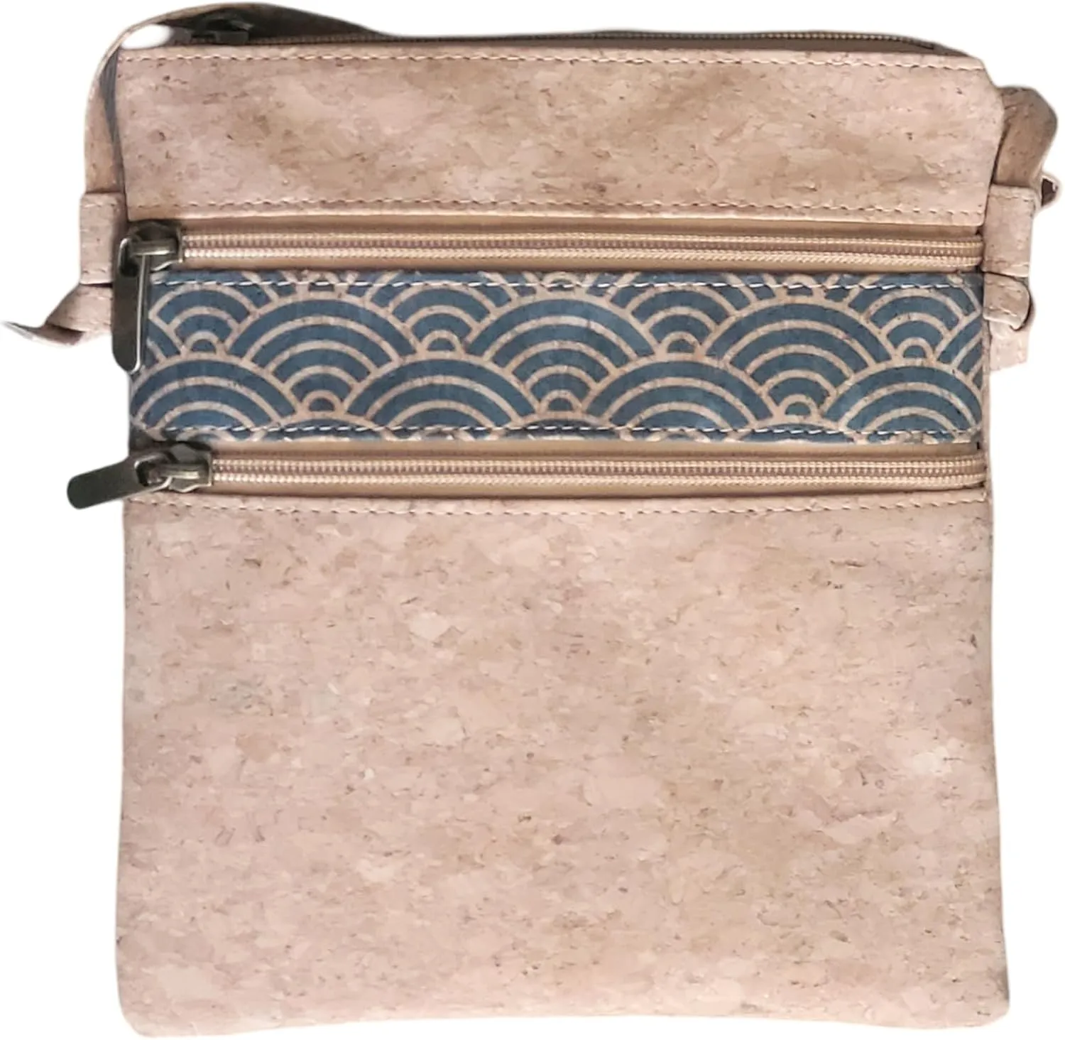 Cork Crossbody Sling Shoulder bag Vegan Eco Friendly gift Japanese wave design