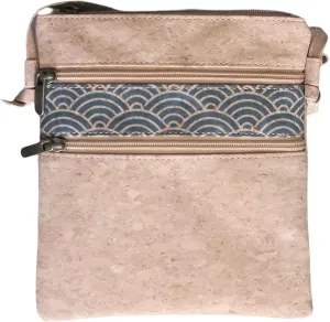 Cork Crossbody Sling Shoulder bag Vegan Eco Friendly gift Japanese wave design