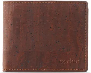Cork Passcase Wallet – Non-Leather Bifold Wallet – Men’s Wallet - RFID Blocking-Vegan Leather–Eco Friendly-Brown