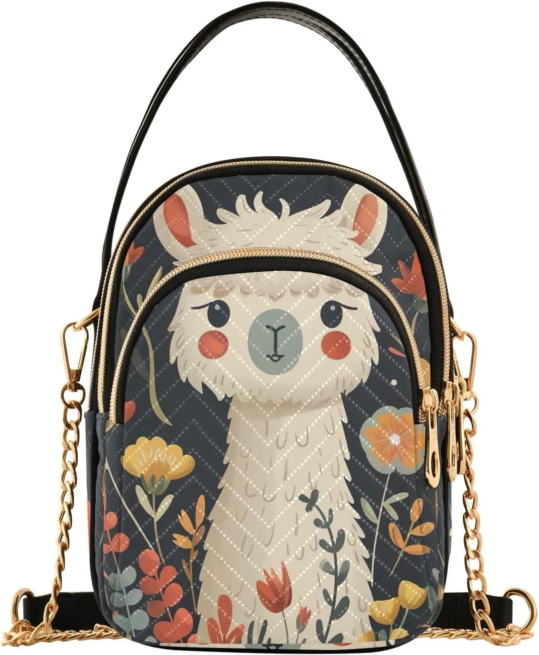 Cow Holding a Daisy Small Shoulder Bags for Women Cross Body Cell Phone Purse