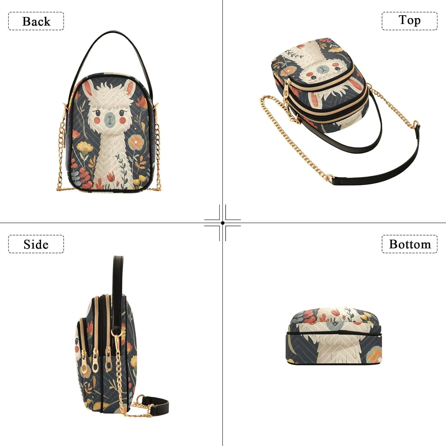Cow Holding a Daisy Small Shoulder Bags for Women Cross Body Cell Phone Purse
