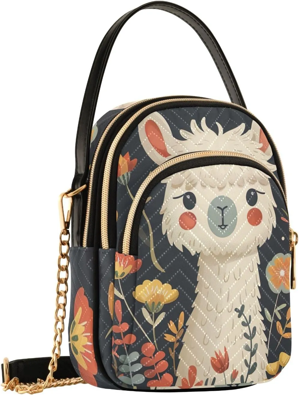 Cow Holding a Daisy Small Shoulder Bags for Women Cross Body Cell Phone Purse