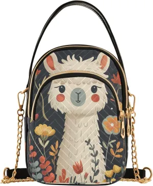 Cow Holding a Daisy Small Shoulder Bags for Women Cross Body Cell Phone Purse