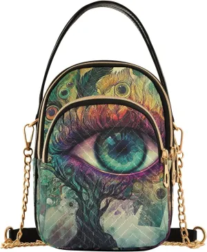 Cow Skull with Leopard Print Quilted Shoulder Handbag Chain Purse