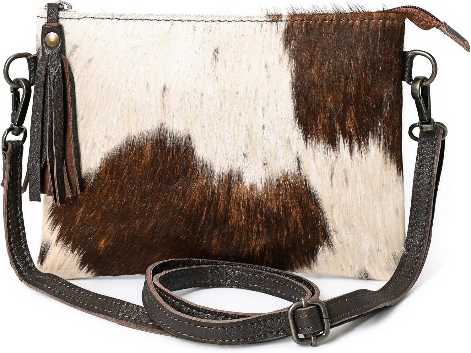cowhide and hair on Pouch bag Genuine cowhide hair on small crossbody Bag with adjustable detachable strap
