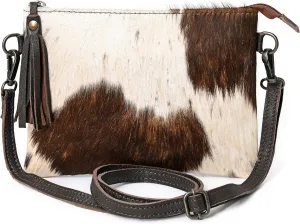 cowhide and hair on Pouch bag Genuine cowhide hair on small crossbody Bag with adjustable detachable strap