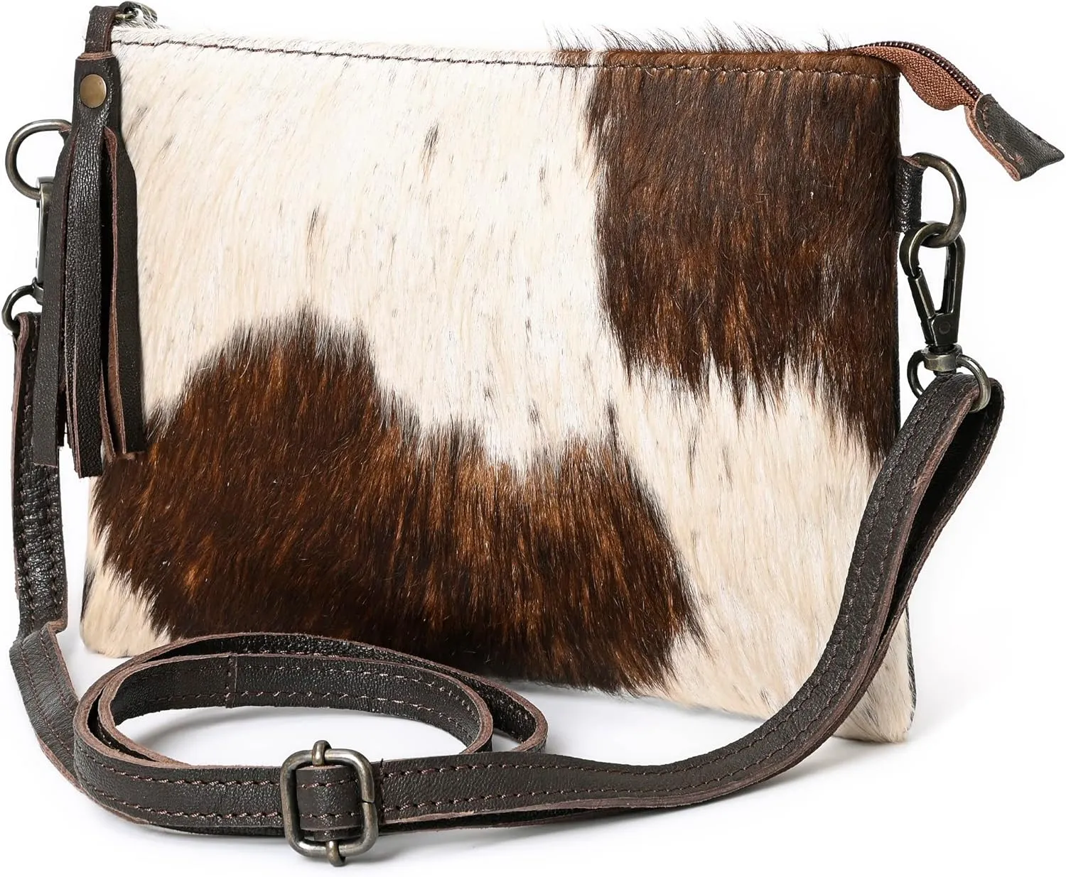 cowhide and hair on Pouch bag Genuine cowhide hair on small crossbody Bag with adjustable detachable strap