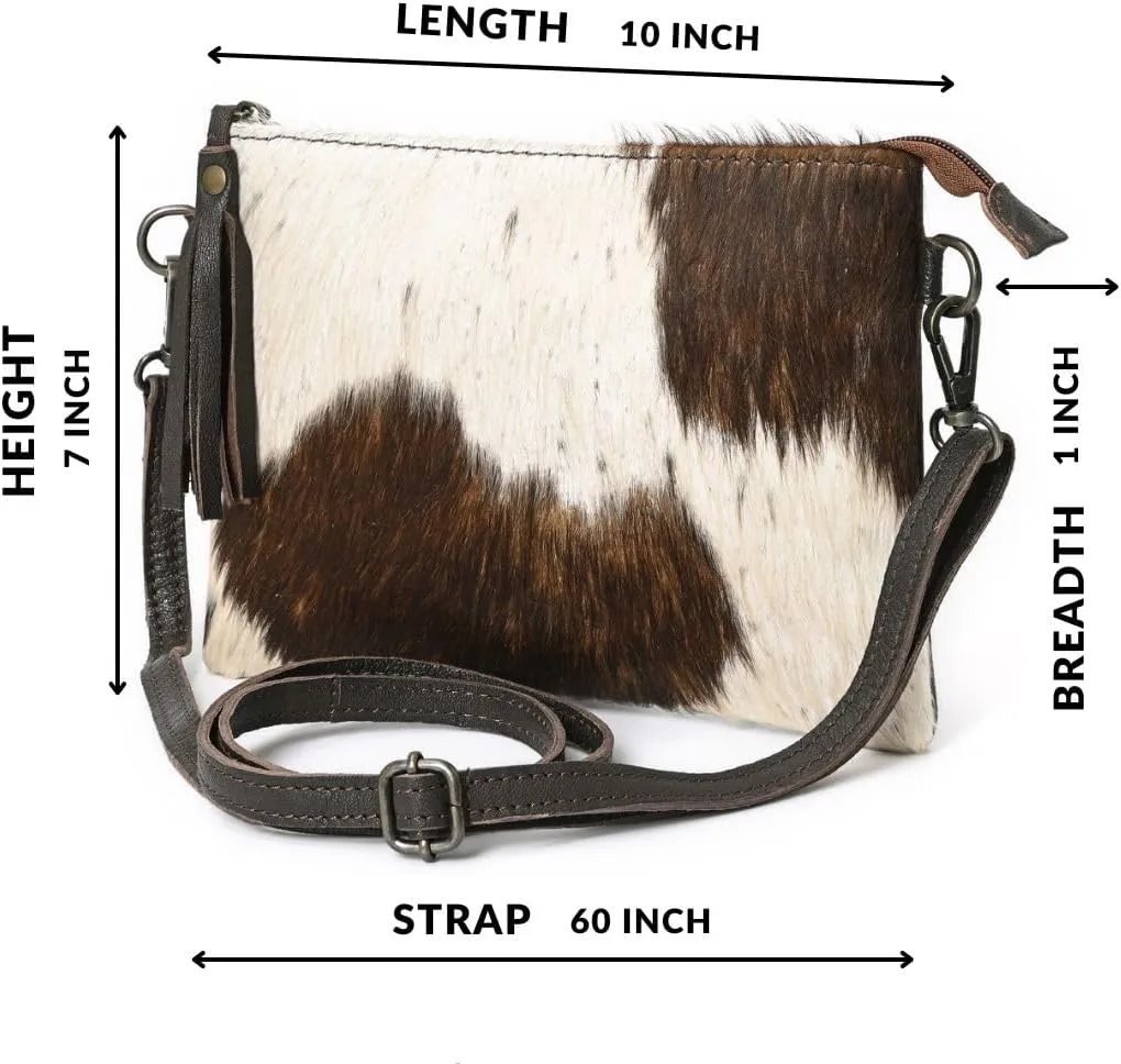 cowhide and hair on Pouch bag Genuine cowhide hair on small crossbody Bag with adjustable detachable strap