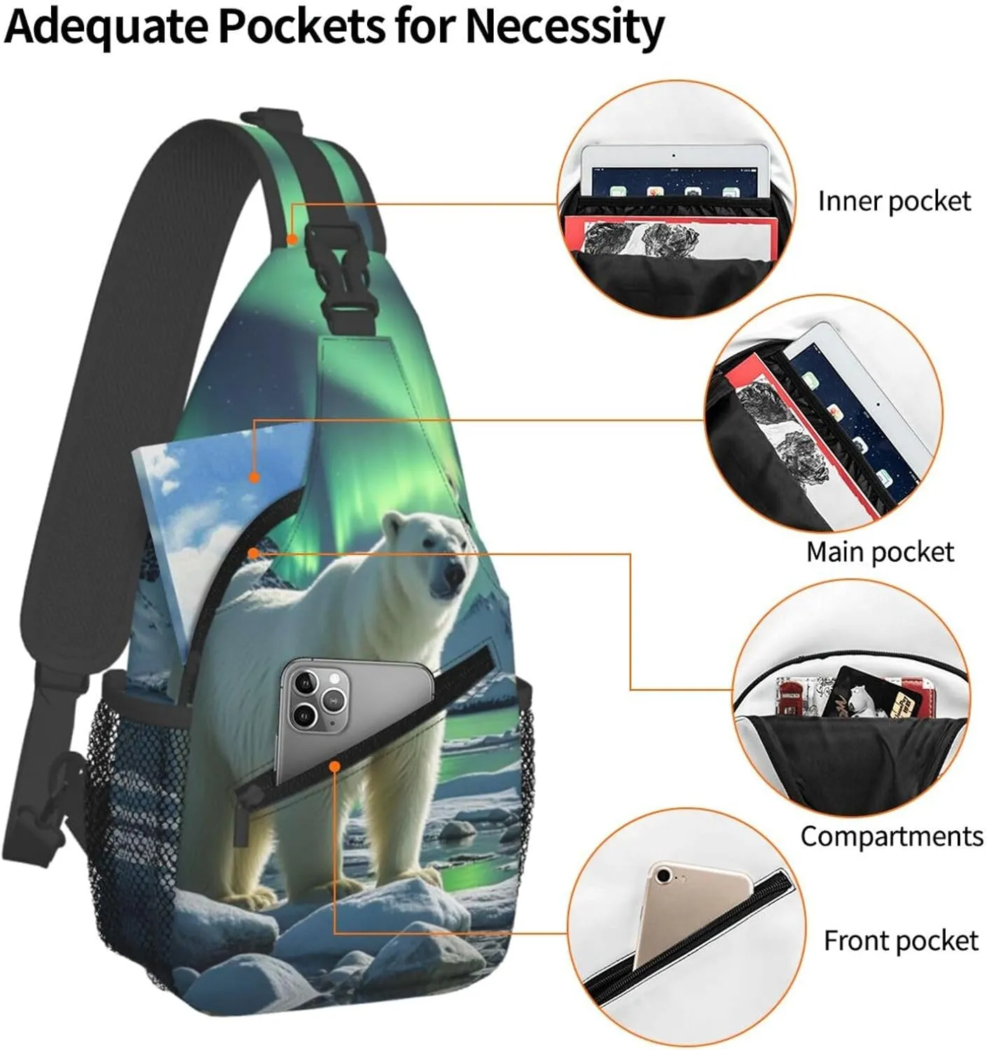 Cross Chest Bag Sling Backpack Rainbow Fish Scale Sling Bag Crossbody Shoulder Bag Travel Hiking Daypack