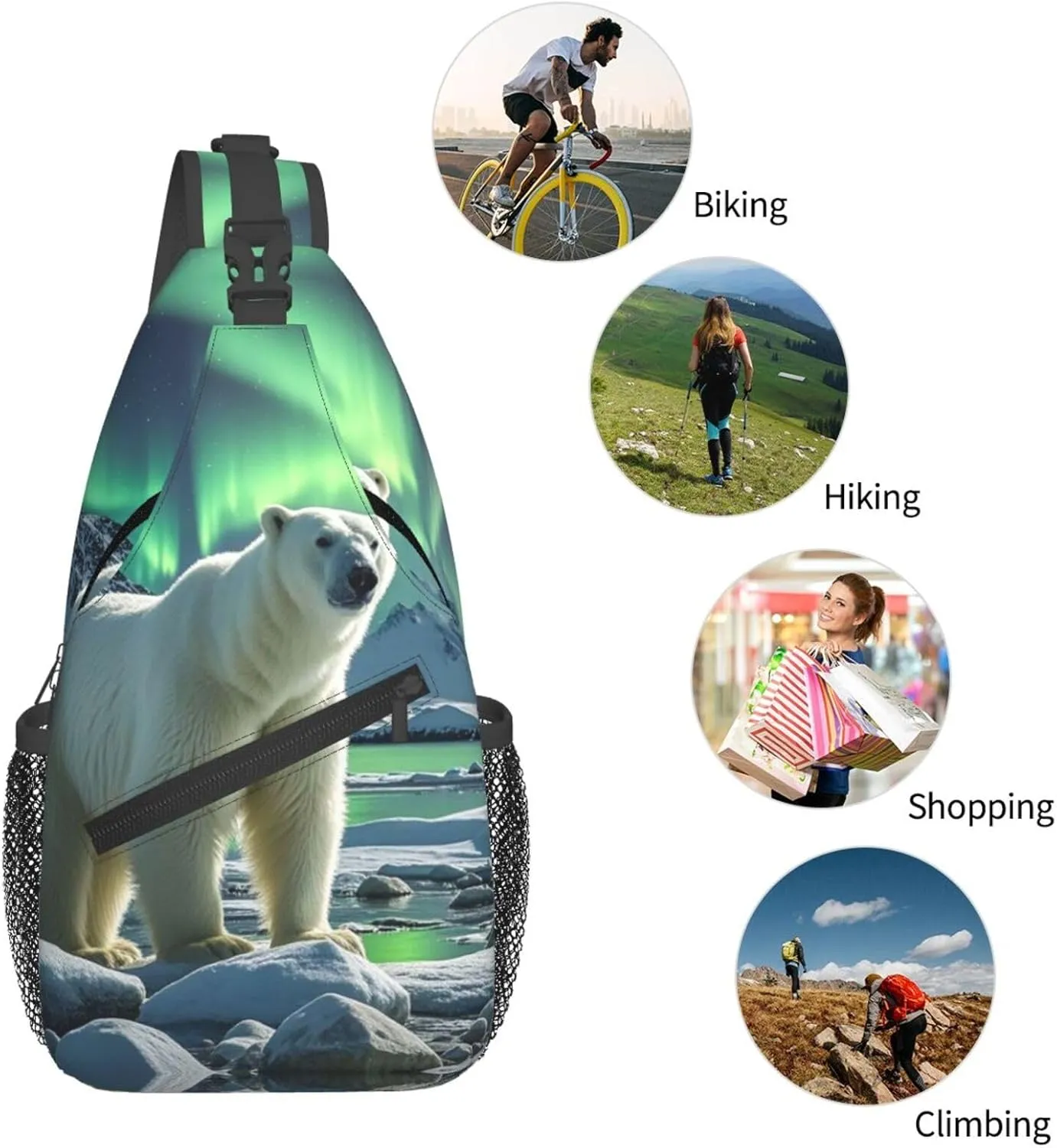 Cross Chest Bag Sling Backpack Rainbow Fish Scale Sling Bag Crossbody Shoulder Bag Travel Hiking Daypack