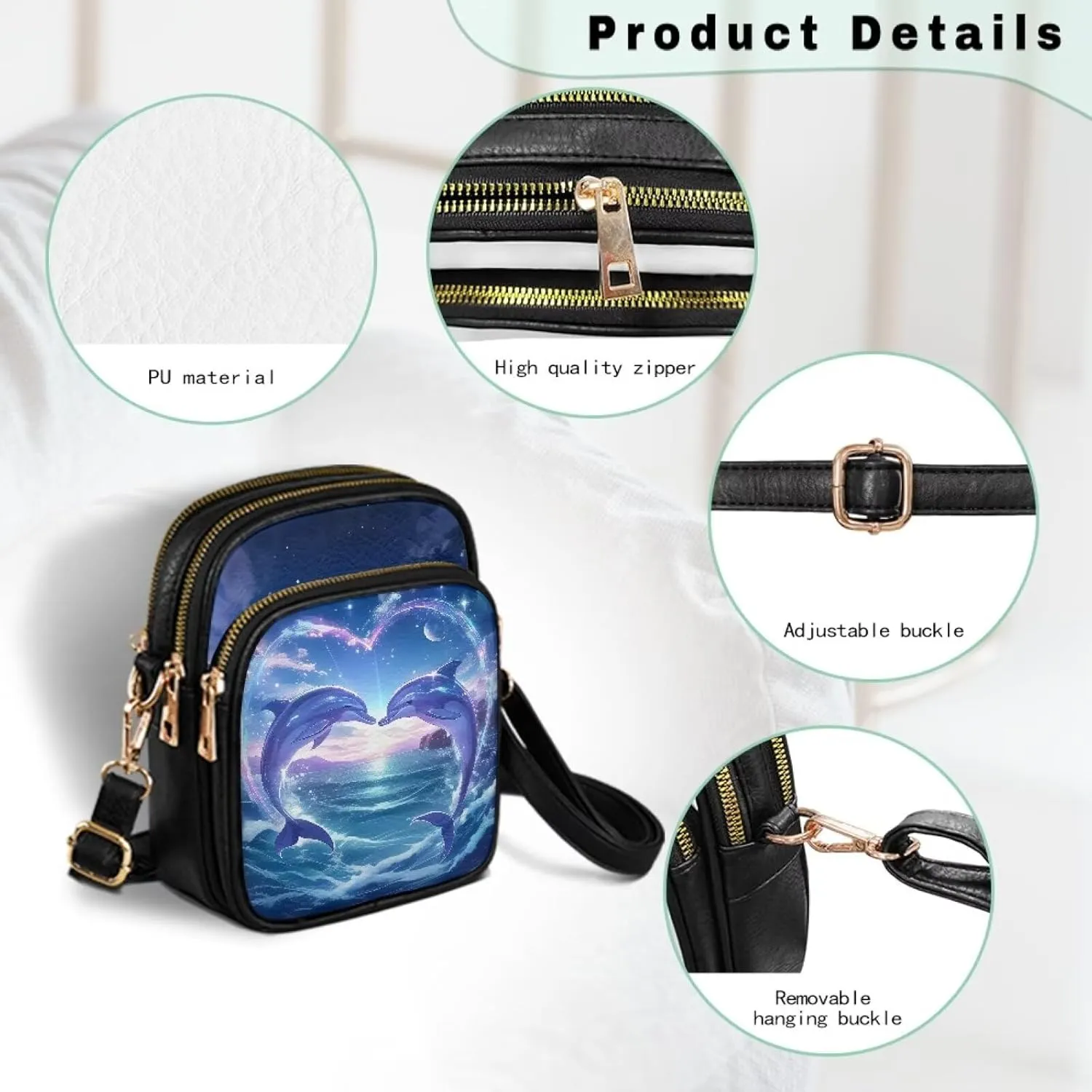 Crossbody Bag for Women PU Leather Fashion Shoulder Bag Multi Pockets Handbags Purse with Adjustable Strap