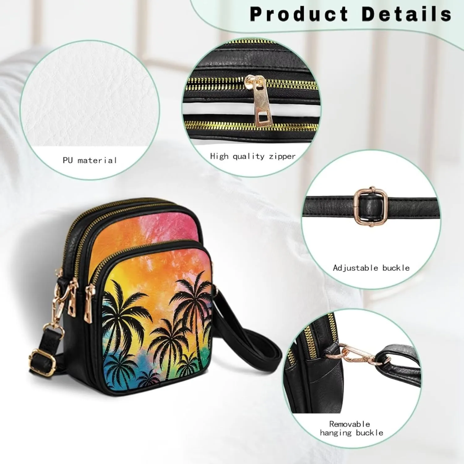 Crossbody Bag for Women PU Leather Fashion Shoulder Bag Multi Pockets Handbags Purse with Adjustable Strap