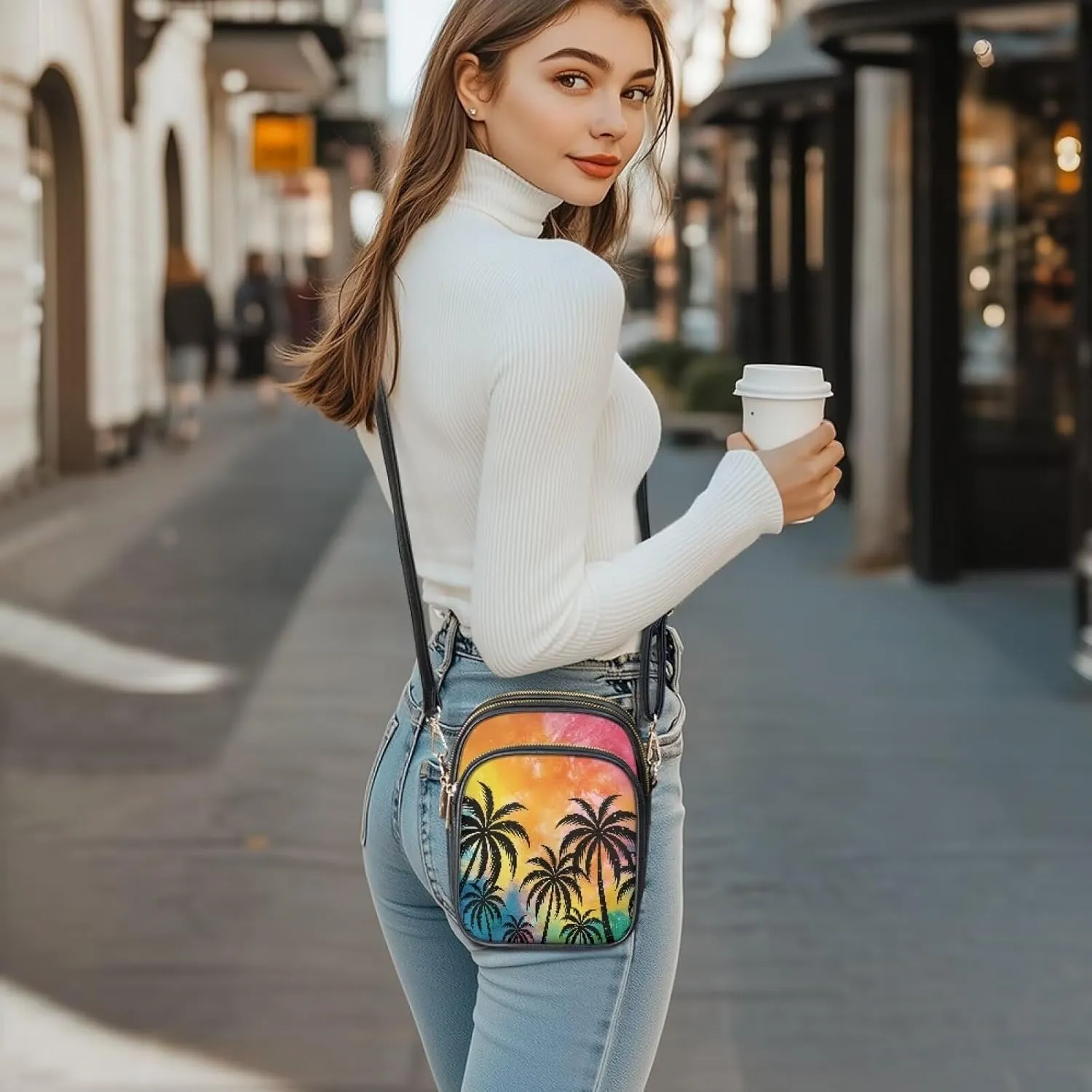 Crossbody Bag for Women PU Leather Fashion Shoulder Bag Multi Pockets Handbags Purse with Adjustable Strap