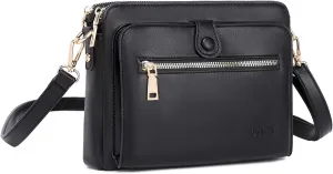 Crossbody Bag for Women Soft Smooth Handbag Three Layer Leather Crossbody Shoulder Bag Purse with Credit Card Slots