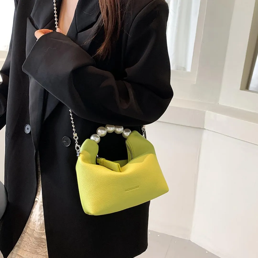 Crossbody Bag for Women,Elegant Pearl Handbag,Versatile Chain Crossbody & Clutch Purse, PU & Water-Resistant