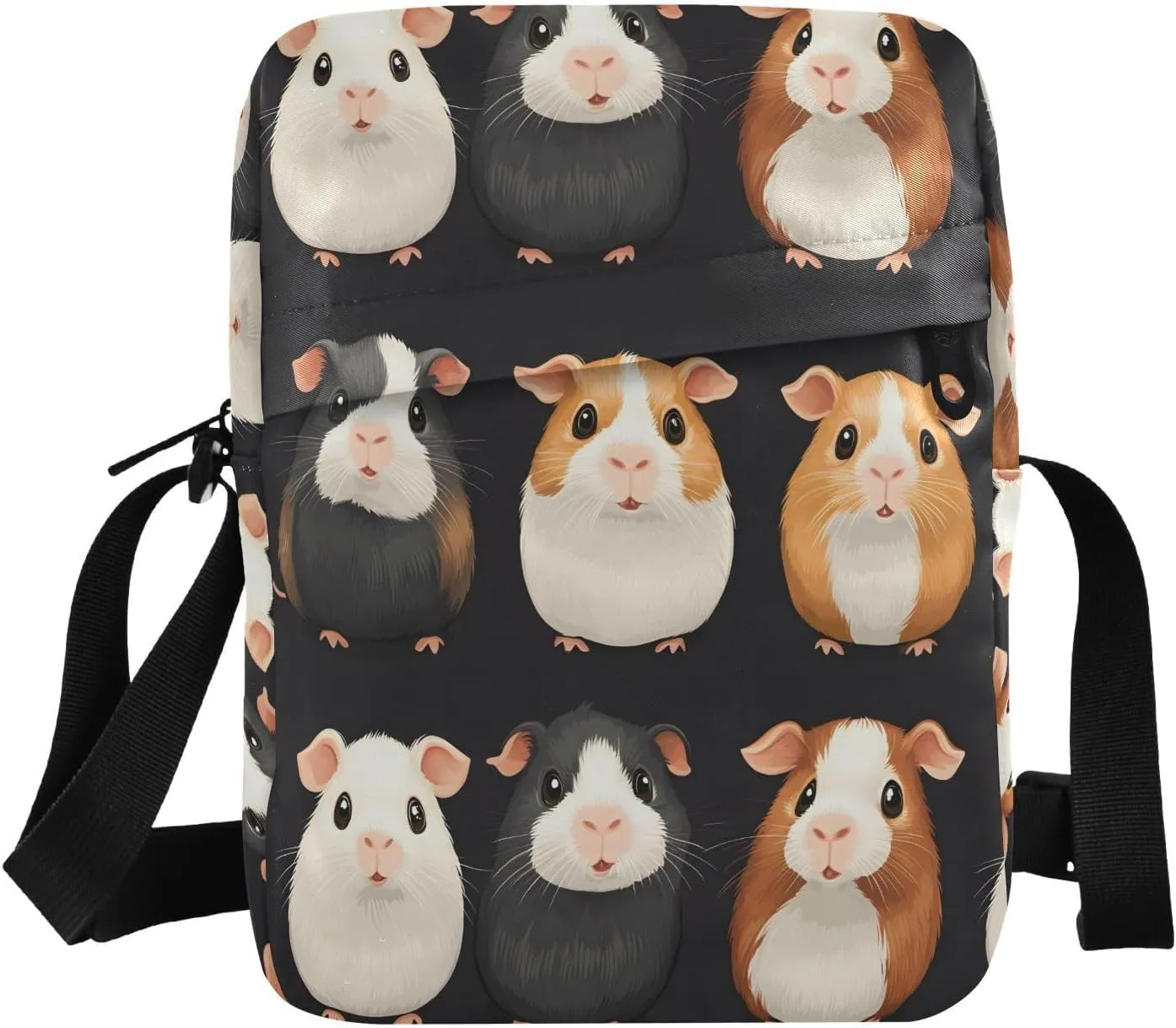 Crossbody Bag Purse Cute Guinea Pig Print for Women Men, Small Shoulder Pouch with Adjustable Strap 6.6×2.5×9.4 IN